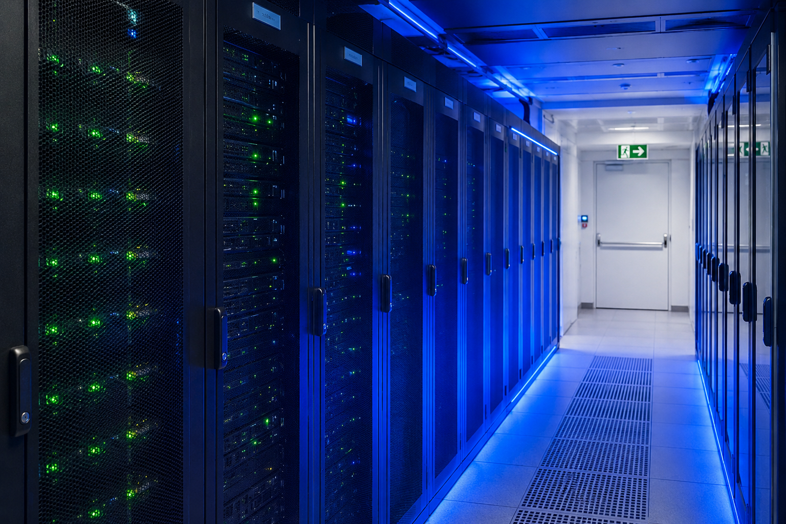 Disaster Recovery Mittelstand — modernes Rechenzentrum mit redundanten Server-Racks für georedundante Backup-Spiegelung